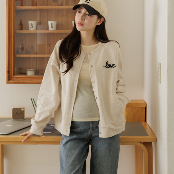 [S-made] Maternity* Love Embroidery Snap Maternity Cardigan