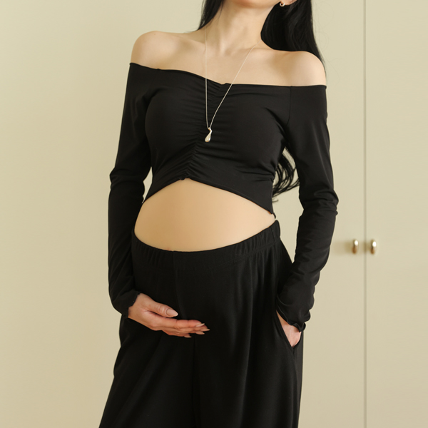 Maternity*Wave Shrink Cropped T-shirt (Full-term/weekly photo shoot)