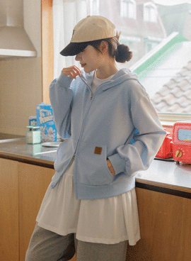 Maternity*High Neck Two-Way Label Hoodies Zip Up