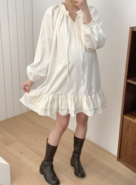 Maternity*Pin-tuck frill mini dress