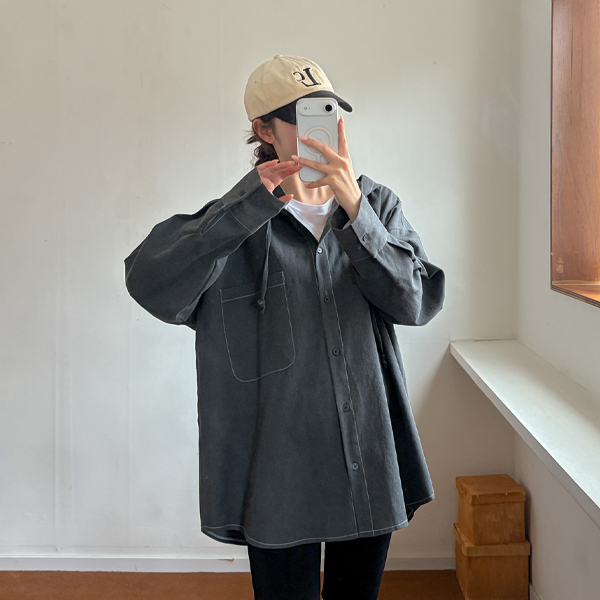 Maternity*Pigment Overfit Hooded Shirt