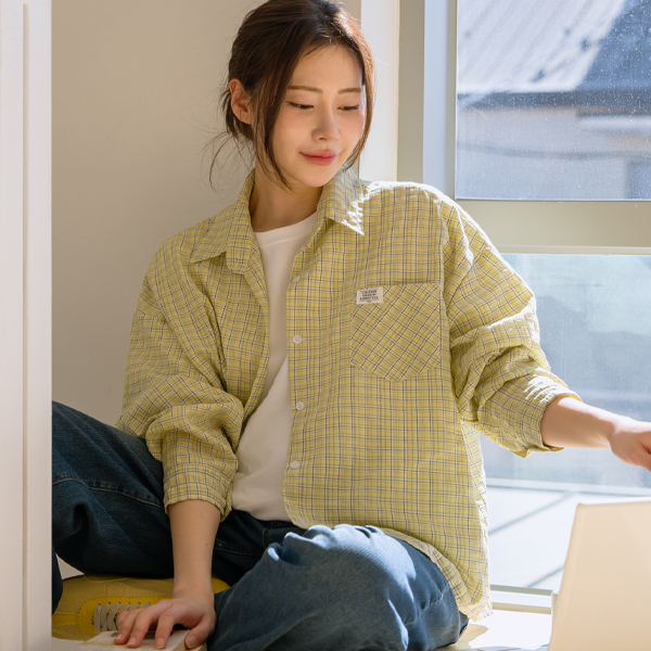 Maternity Label Patch Check Shirt