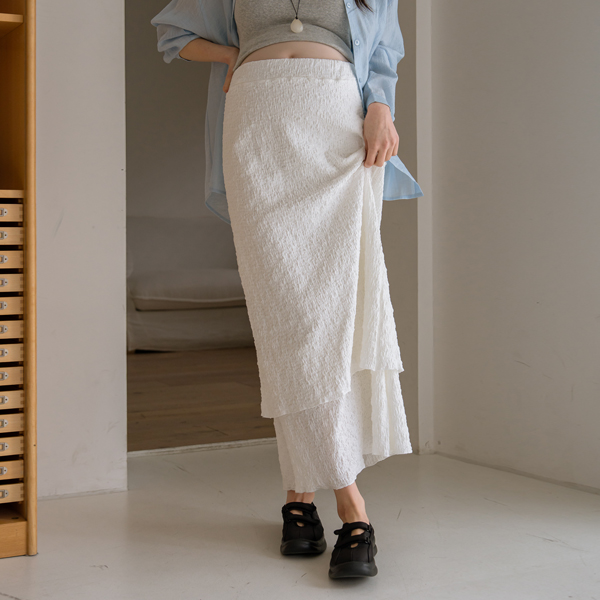 <b>[Stretchable Lining/Layered]</b> [S-Made] Maternity*Ripple Frill Layered Maternity Skirt