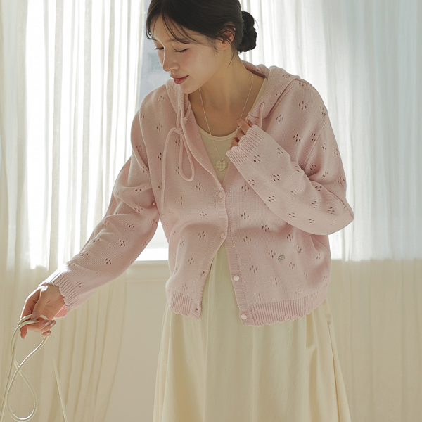 Maternity*Hooded Scallop Pendant Cardigan