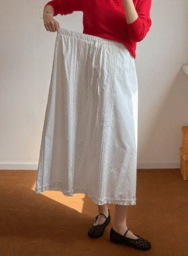 Maternity*Petit Dot Frill Elastic Waist Skirt (Early to Mid-Pregnancy / New Moms)
