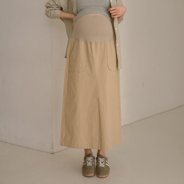 Maternity*Modern Cotton Front Slit Maternity Skirt