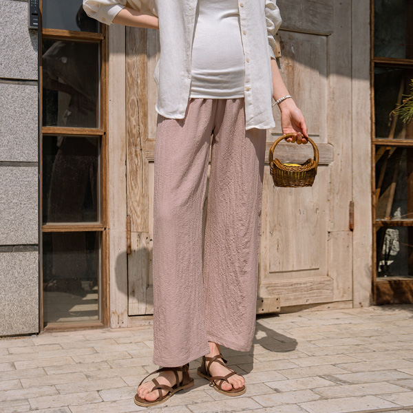 <b>[Over 10,000 Sold✨/Wrinkle-free/Cool Material]</b> Maternity* Flutter Wide Maternity Pants