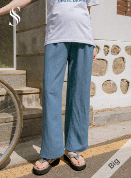 <b>[Over 10,000 Sold✨/Wrinkle-free/Cool Material]</b> Maternity* Flutter Wide Maternity Pants