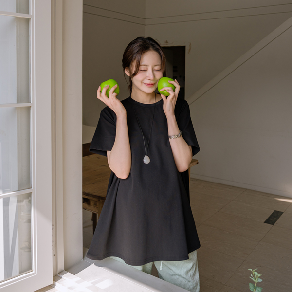 <b>[Good Quality/Repurchase Item]</b> Maternity*Tuktok Asymmetrical Flare Short Sleeve Maternity T-shirt