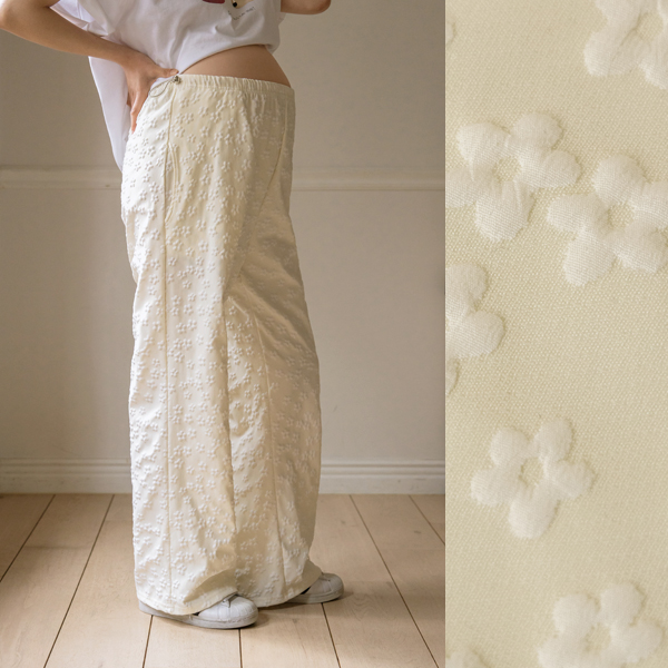 <b>[Embossed Material♥/Flower/Lovely♡]</b> [S-made] Maternity* Embossed Stopper Wide Maternity Pants
