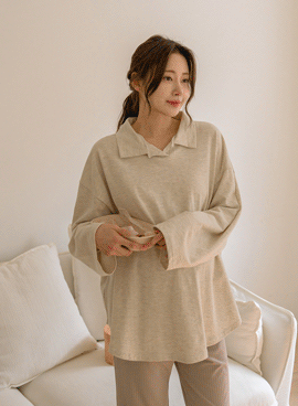 Maternity*Cozy Loose Fit Collar Shirts