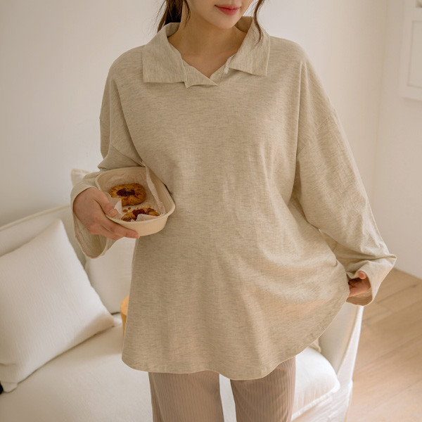 Maternity*Cozy Loose Fit Collar Shirts
