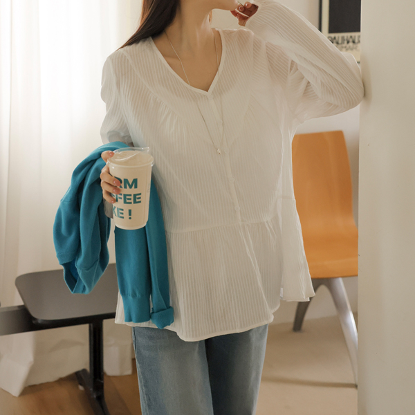 Maternity*See-through Cotton Flare Blouse