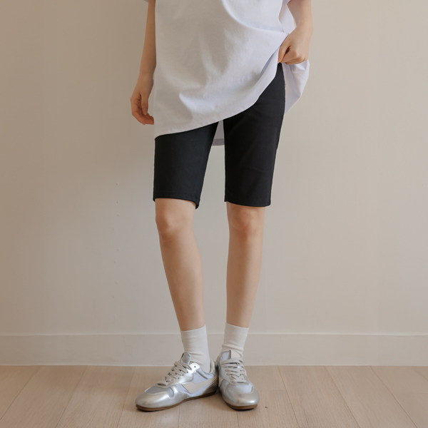 Maternity*Slim cotton 5-part biker maternity pants