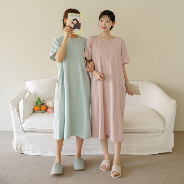 [S-made] Nursing clothes * Airy 1-second cut short-sleeved nursing dress (eco-friendly material) [Iskra]