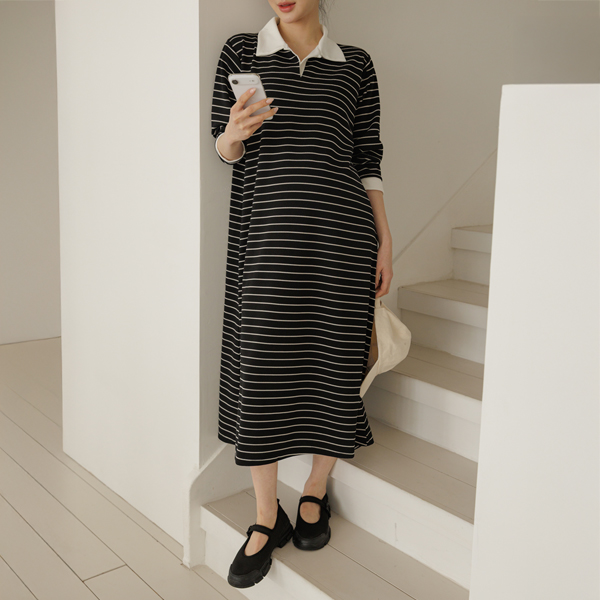 Maternity* Lia Dan Gara Open Collar Long Maternity Dress