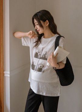 Maternity*Poodle Four-Cut Loose Fit Short Sleeve T-shirt