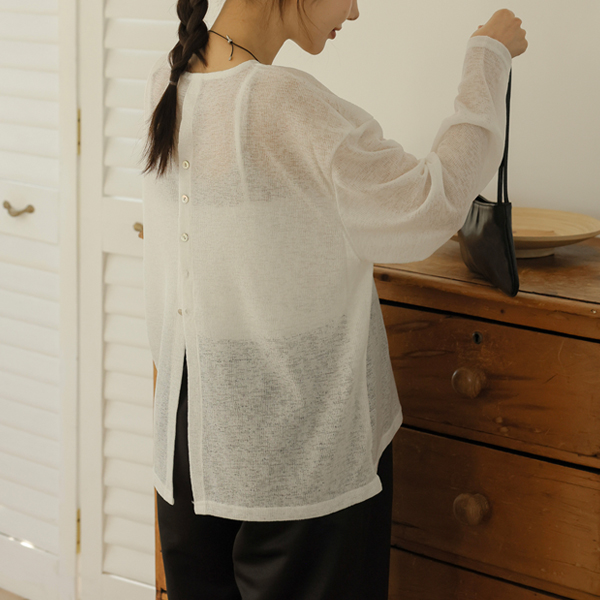 Maternity*Salanta Back Button Loose Long Sleeve T-shirt