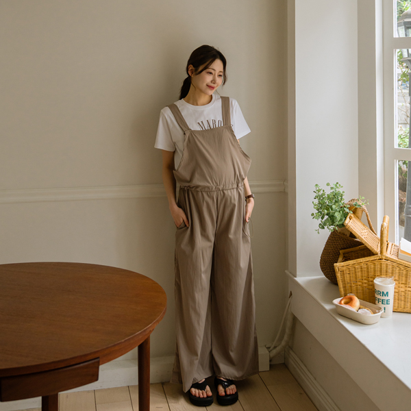 Maternity* Rustling Stopper Wide Jumpsuit