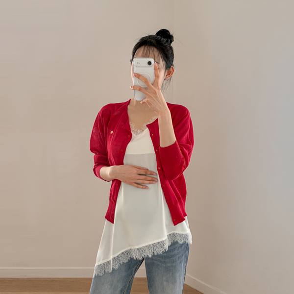 <b>[Opening Special]</b> <b>[Lyocell/Linen/Salantan Item]</b> [S-made] Maternity*Lyocell Linen Pendant Maternity Cardigan