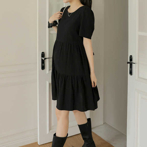 <b>[Short/Long/Adjustable Waist/Highest Satisfaction Reviews👏]</b> [S-made] Maternity* Lena Tiered Maternity Dress