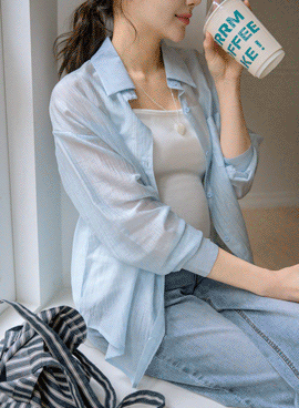 Maternity*Musk See-through Oversized Shirt