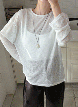 Maternity*Salanta Back Button Loose Long Sleeve T-shirt