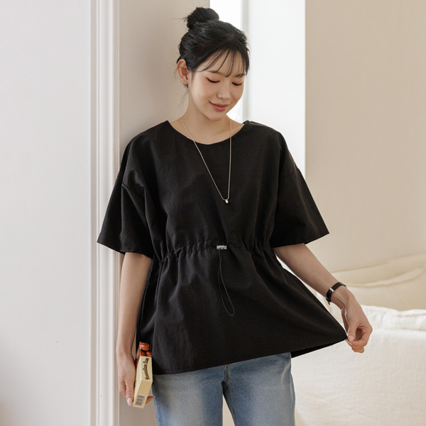 Maternity*Washer Crinkle Lock Adjustable Stopper T-shirt