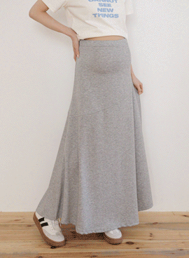 Maternity*Cut-out Maxi Banding Long Maternity Skirt