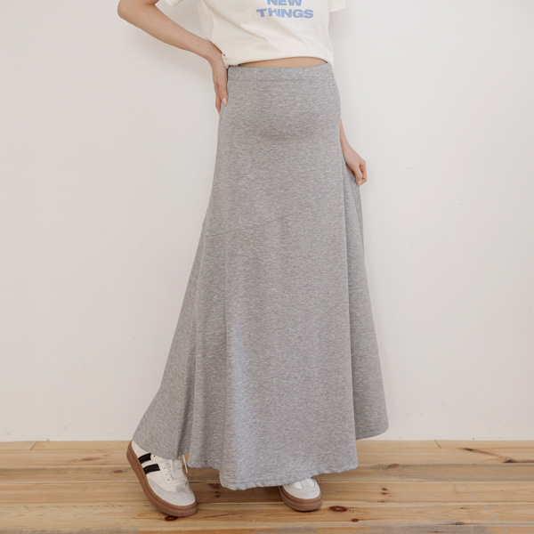 Maternity*Cut-out Maxi Banding Long Maternity Skirt