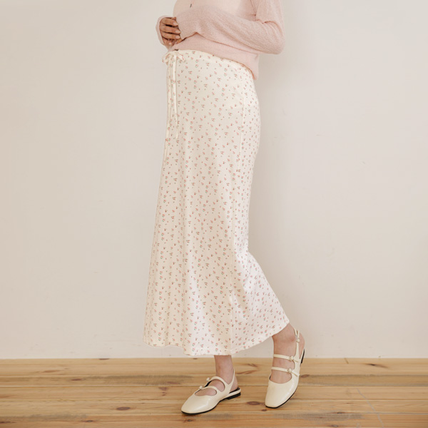 Maternity*Ribbed floral banding maternity skirt