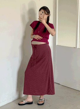 <b>[Up to Full Maternity/Great Energy]</b> Maternity*Stretchy Striped Rong Skirt