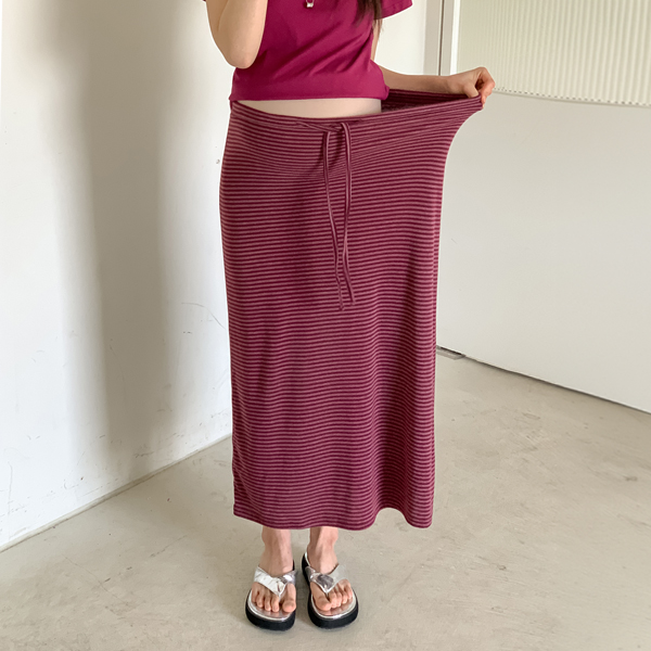 <b>[Up to Full Maternity/Great Energy]</b> Maternity*Stretchy Striped Rong Skirt