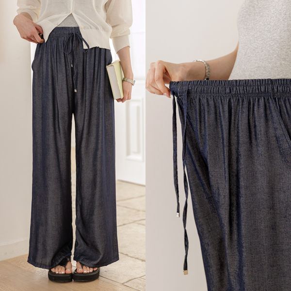 <b>[2 Sizes/Cool Material💙]</b> Maternity* Flowy Rayon Denim Maternity Pants (2 Sizes)