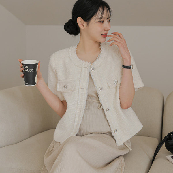 Maternity*Liz short sleeve tweed jacket