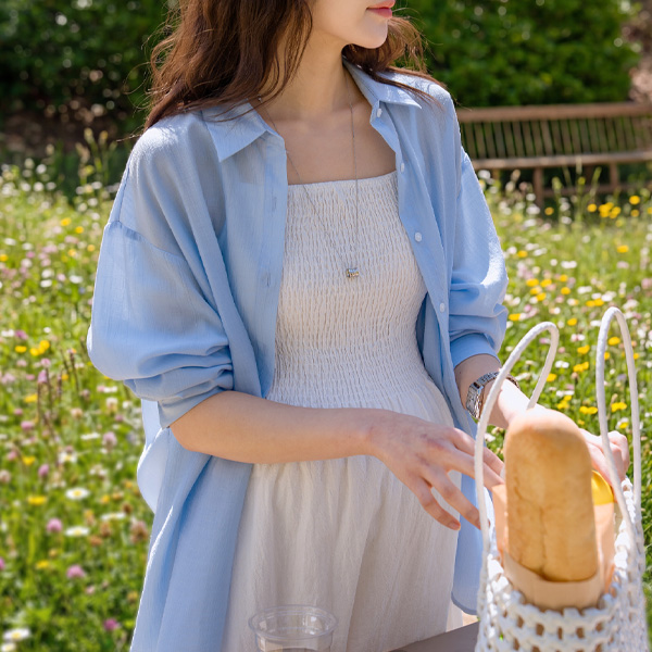 <b>[Opening Special]</b> <b>[Tencel Material/Loose Fit/See-through Look]</b> [S-made] Maternity*Subtle Gloss Tencel Loose Fit Maternity Shirt