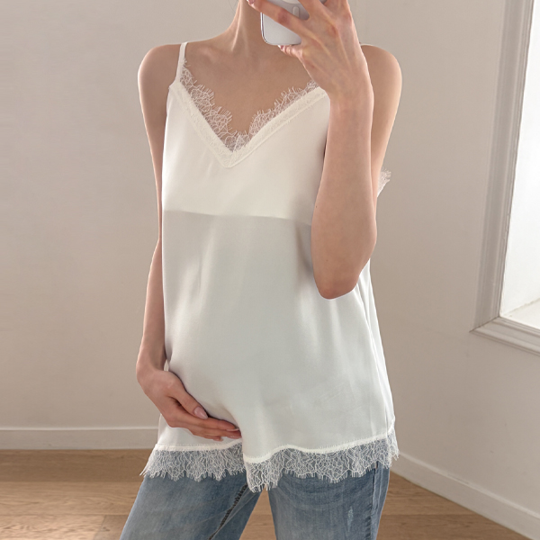 Maternity*Satin Lace Asymmetrical Slip Bustier