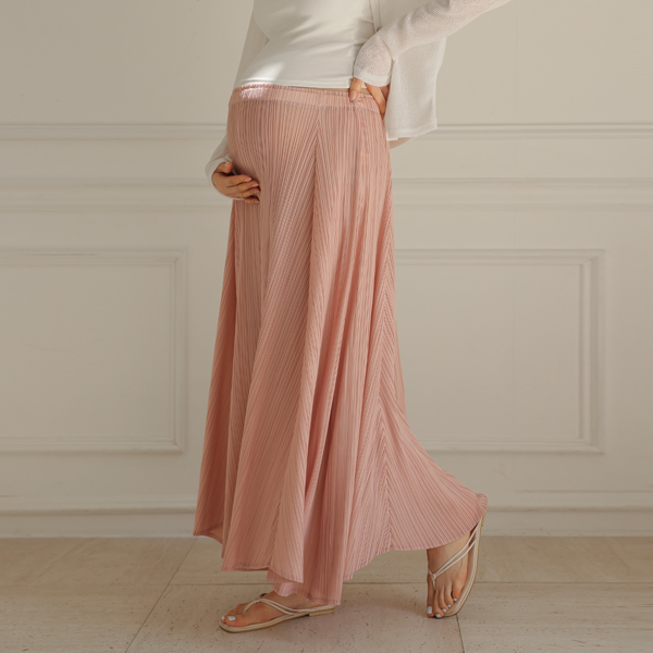 <b>[Pleated Material/Flowy/Versatile]</b> [S-made] Maternity*Grace Pleated Maxi Flare Maternity Skirt