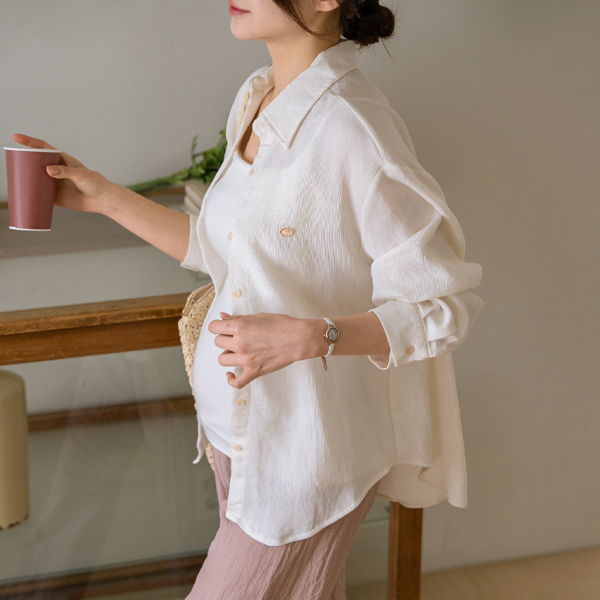 Maternity*Broach Natural Linen Shirt