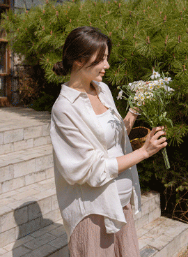 Maternity*Broach Natural Linen Shirt