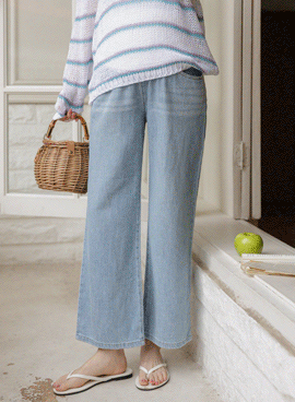 Maternity*Linen Crop Wide Maternity Jeans