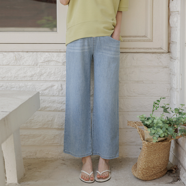 Maternity*Linen Crop Wide Maternity Jeans