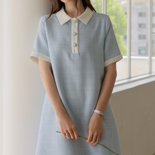 <b>[Limited Quantity SALE]</b> [S,more] Maternity*Bling Tweed Open Collar Maternity Dress