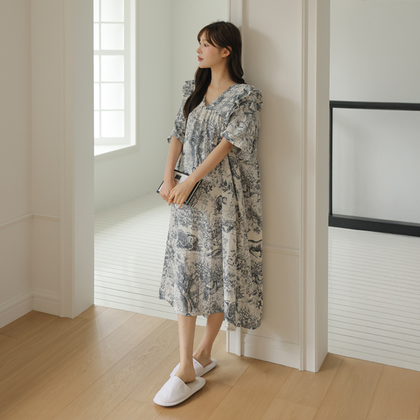 <b>[Explosive Response❤️/Great Value/Pajamas]</b> Maternity* Home Wrinkle Frill Maternity Dress