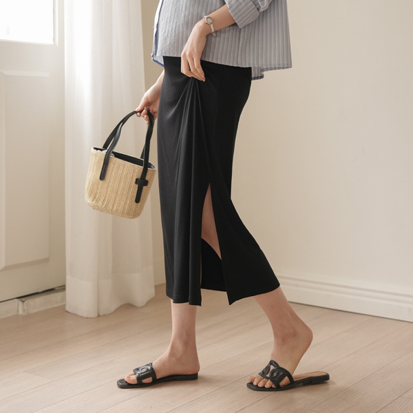 Maternity*Tencel spandex shirring maternity skirt