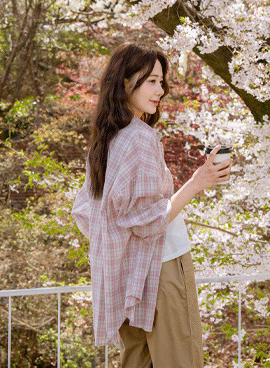 Maternity* Pastel Check Loose Fit Shirt