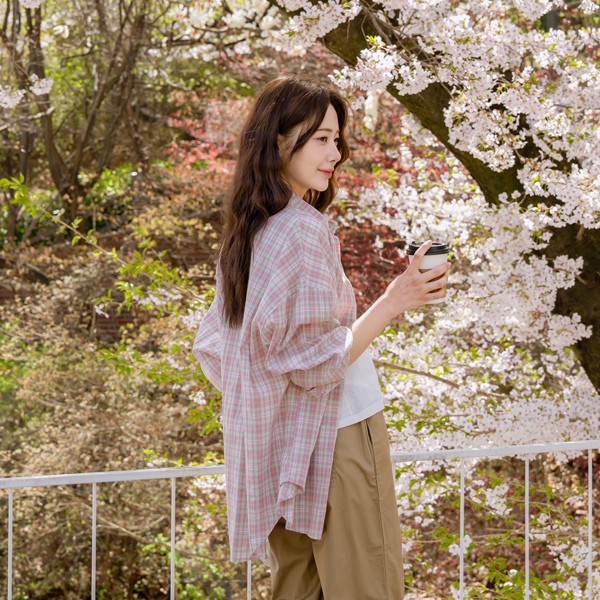 Maternity* Pastel Check Loose Fit Shirt