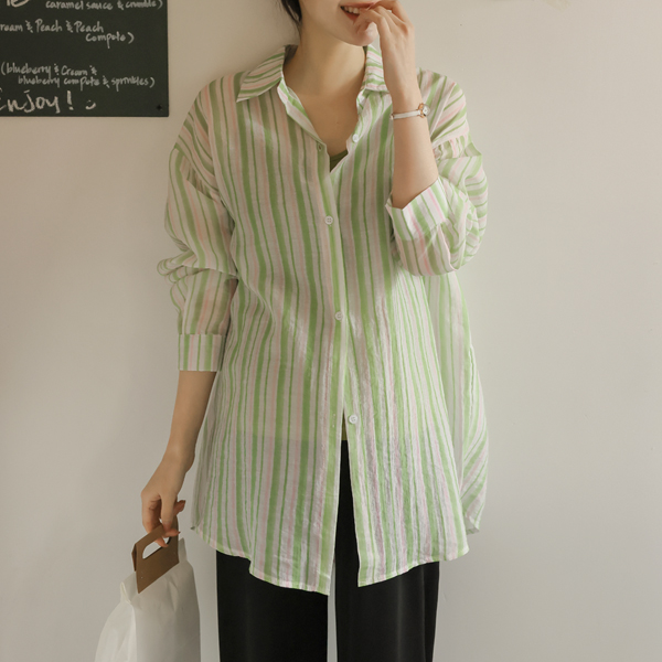Maternity*Cool Stripe Summer Shirt