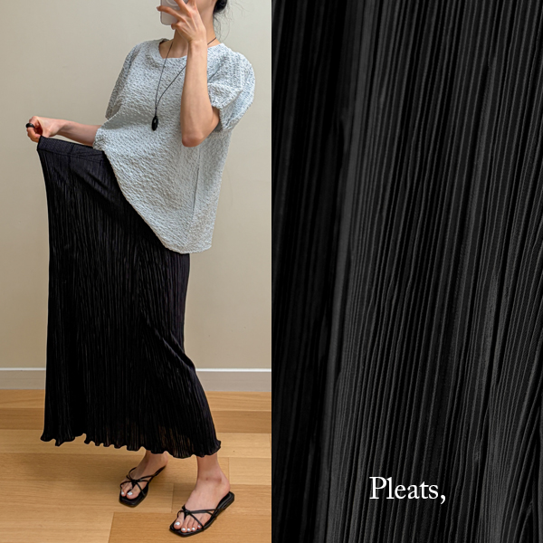<b>[Light as if wearing nothing/Daily]</b> [S-made] Maternity* Flowy Pleated A-line Cut Maternity Skirt
