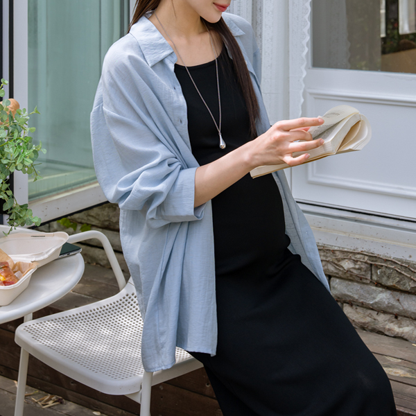 <b>[Linen/Summer Shirt/Essential Item]</b> [S-made] Maternity* Flowy Linen Blend Maternity Shirt